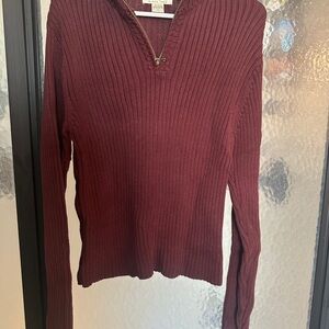Eddie Bauer Maroon Ribbed Sweater